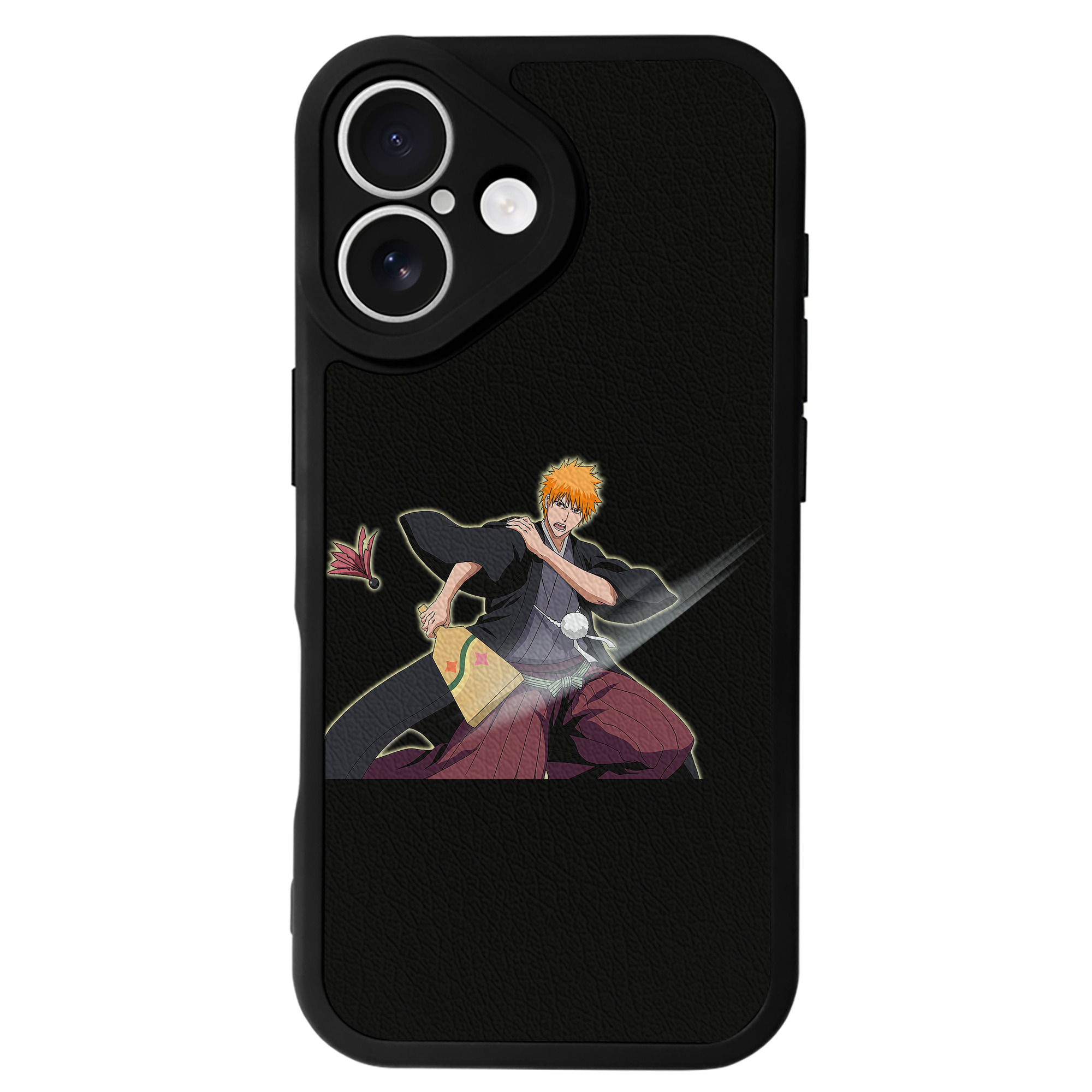 （画像用） ブリーチ 黒崎一護（くろさき いちご）BLEACH Kurosaki Ichigo 【iPhone 16シリーズ対応】シリコンスマホケース（レザー調） 材質：シリコン
